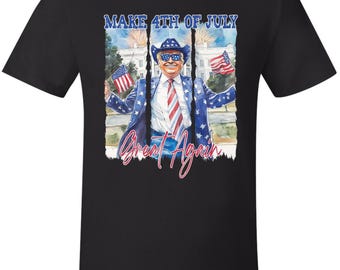 Trump Shirt Make 4th of July Great Again Printed Trump Tshirt MAGA DOGE MAHA