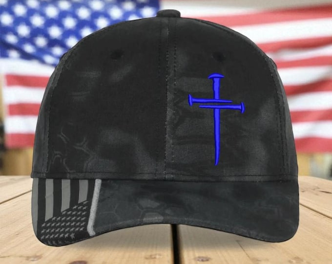 Jesus  Cross Christian Hat Christian Hats for Men Women Jesus  Cross ROYAL BLUE CROSS Hat Thin blue line police blue line hat
