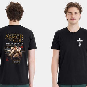 Christian Mens T-shirt Armor of God Ephesians 6:10.18 Short Sleeve Jesus Shirt