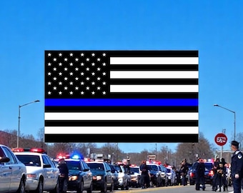 Thin Blue Line Flag Decal , American Flag Decal , Back the Blue Car Decal , Thin Blue Line Sticker, Support Law Enforcement Vinyl Decals