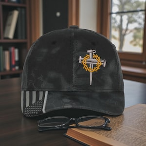 Crown of Thorns Hat: Christian Baseball Cap with Flag