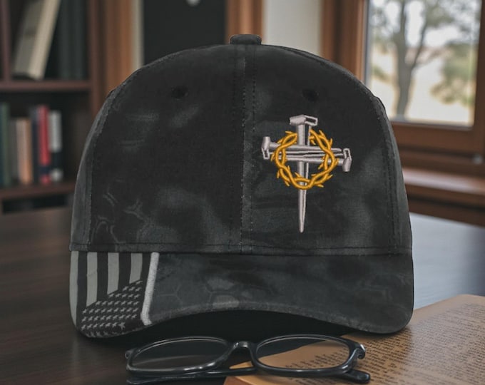 Crown of Thorns Hat: Christian Baseball Cap with Flag