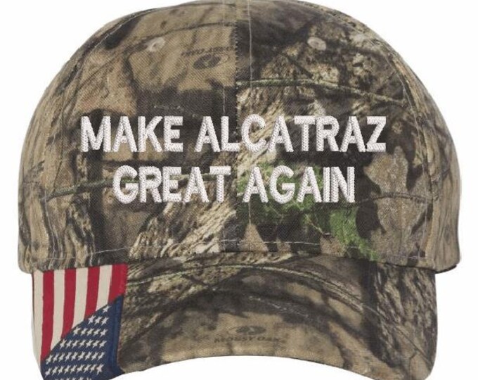Make Alcatraz Great Again Hat TEXT Version Embroidered Adjustable Mossy Hat