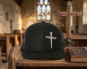 Christian 3 Nail Cross Hat: Faith Expressing Snapback (Black)