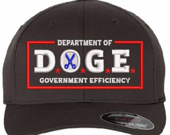 Doge Hat Department Of Government Efficiency Embroidered Flex Fit Dark Gray Hat