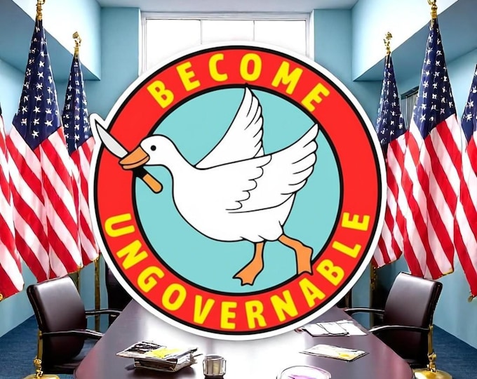 Become Ungovernable Goose Sticker, Goose With Knife Sticker BUY 1 GET 1 FREE, Anarchist Sticker, Funny Sticker, Funny Animal Stickers