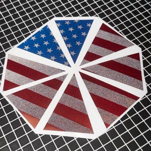 Firefighter Helmet Flag 8 Section Reflective COLOR BLACKOUT 8 Piece Decal for Traditional Helmets (Helmet not included)