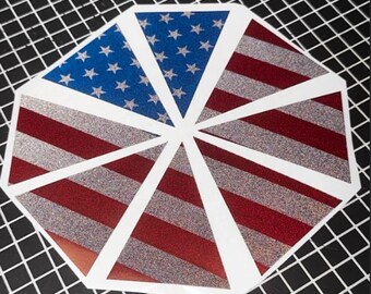 Firefighter Helmet Flag 8 Section Reflective COLOR BLACKOUT 8 Piece Decal for Traditional Helmets (Helmet not included)