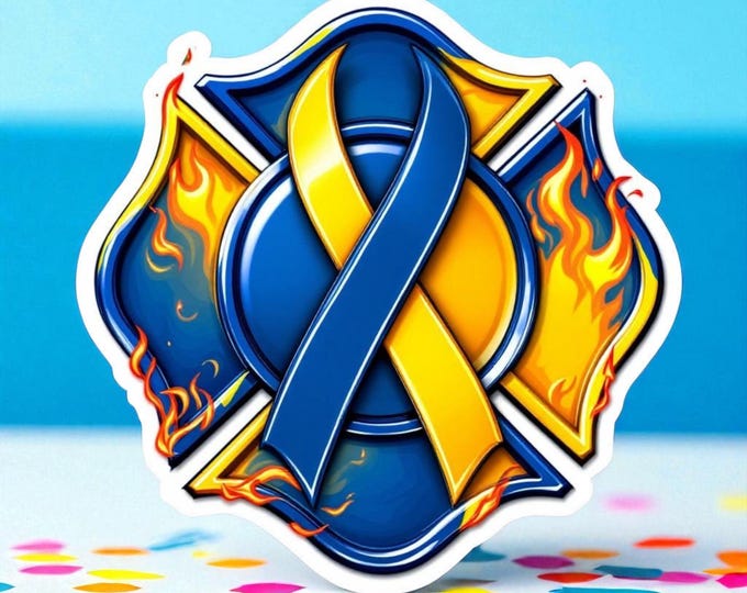 Down Syndrome Maltese Cross Decal Firefighter Window Decal Special Needs | Maltese Cross Decal Flames V20 Window/Hardhat Decal