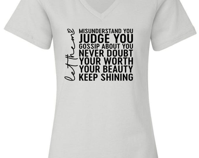 Let Them Women's Tshirt - Women’s Relaxed Jersey V-Neck Tee V7 Let them Gossip