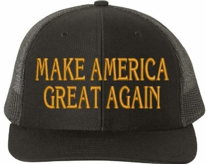 Make America Great Again Hat Trump 2025 Hat MAGA Gold Front/Back Embroidery MAGA