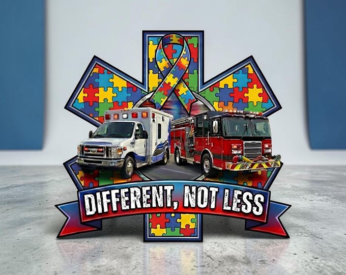 Different Not Less Autism Support EMS Star Window or Helmet Decal
