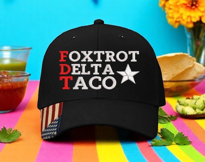 Foxtrot Delta TACO Hat, Black F Donald Trump Baseball Cap, Stop The Project 2025 Coup, Veterans Against Trump, Subtle FDT, Not My President