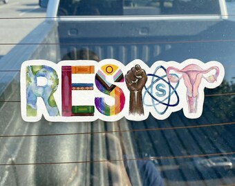 Resist sticker, FDT decal, Resist political, Patriotic quote, Science funding, Waterproof, Social justice gift, Environmental women rights
