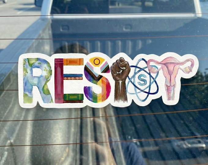 Resist sticker, FDT decal, Resist political, Patriotic quote, Science funding, Waterproof, Social justice gift, Environmental women rights