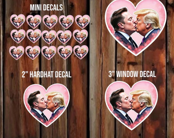 Trump and Elon Kissing Heart Sticker | Anti Trump Stickers Political Broligarchy