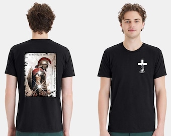 Christian Mens T-shirt Be Strong in the Lord and the Power Short Sleeve Shirt