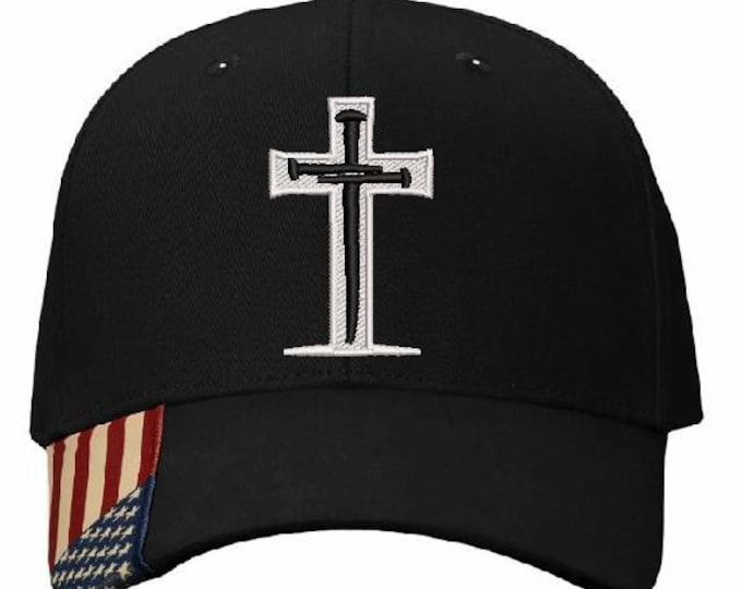Sacred Nails Christian Cross Adjustable Hat for Men Women. Religious Hat & Free 4" Decal