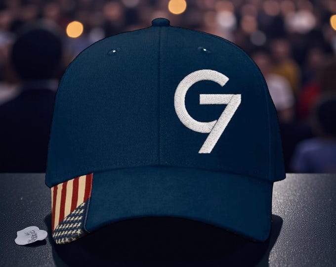 Group 7 Sophia James Embroidered Group 7 Adjustable Hat with USA Flag Brim Trending Hat Group 7 G7 Hat Adjustable Group 7 Ball CAp