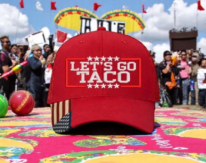 Let's Go TACO Hat - Embroidered Red hat with Mesh Adjustable Back Trump Taco's Taco's Great Funny Red Hat