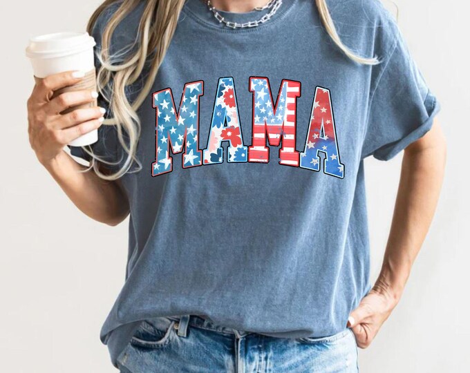 American Mama t-shirt, Mama T-Shirt, Retro Mama America tee, 4th of July T-Shirt, American Mama, Retro USA Comfort Color Shirt, USA Shirt