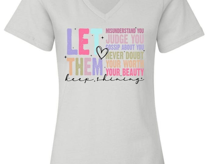 Let Them Women's Tshirt - Women’s Relaxed Jersey V-Neck Tee V8 Let them Color