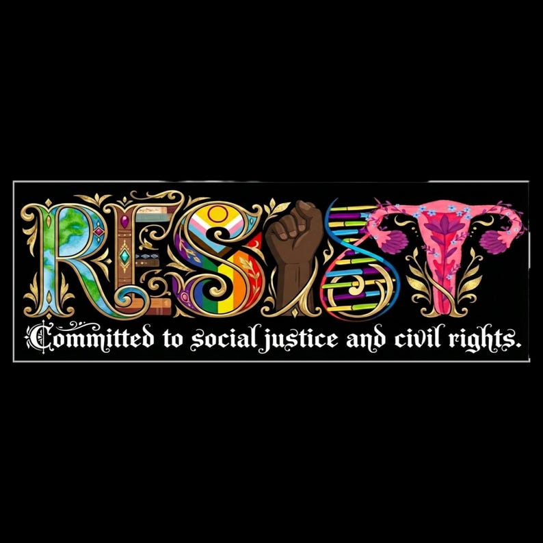 Resist Car Magnet/Bumper Sticker, Banned Books BLM Reproductive LGBT Rights Social Justice Climate Change Science Liberal Feminist Activist image 2