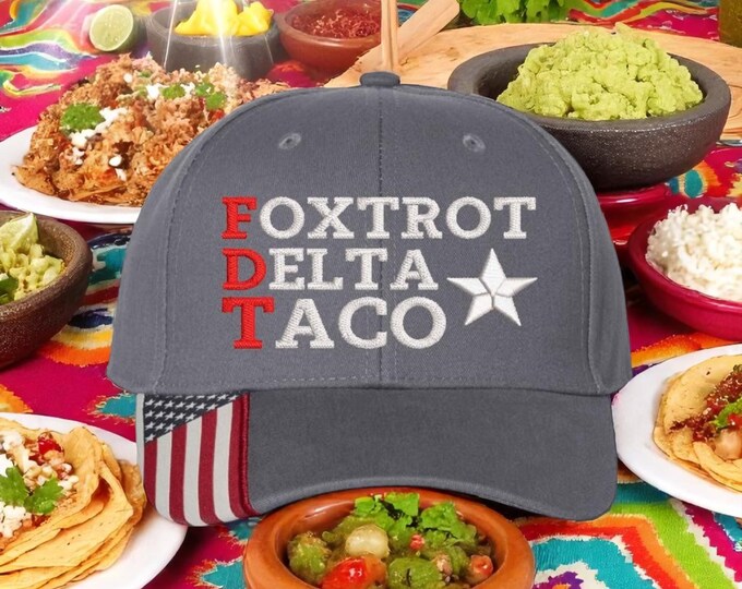 Foxtrot Delta TACO Hat, GRAY F Donald Trump Baseball Cap, Stop The Project 2025 Coup, Veterans Against Trump, Subtle FDT, Not My President