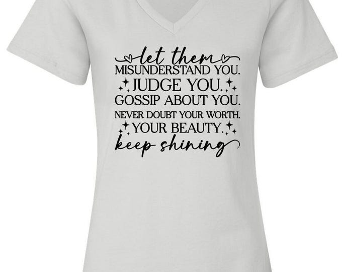 Let Them Women's Tshirt - Women’s Relaxed Jersey V-Neck Tee V3 Misunderstand