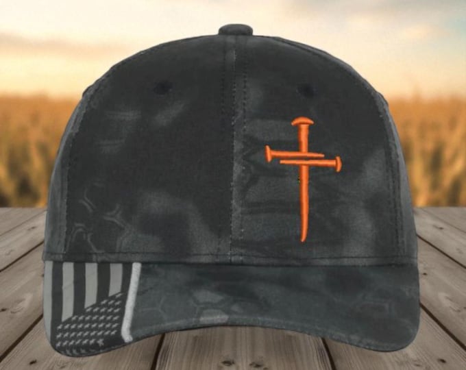 Jesus  Cross Christian Hat Christian Hats for Men Women Jesus  Cross ORANGE CROSS Hat and Decal