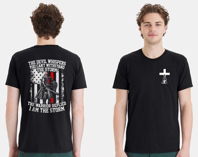 Christian Mens T-shirt "Can't Withstand the Storm" Black Short Sleeve Shirt