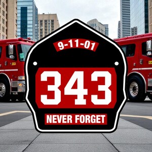 Firefighter Decal - Red Black 343 Powershield Memorial Decal