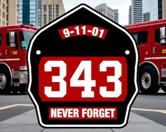 Firefighter Decal - Red Black 343 Powershield Memorial Decal