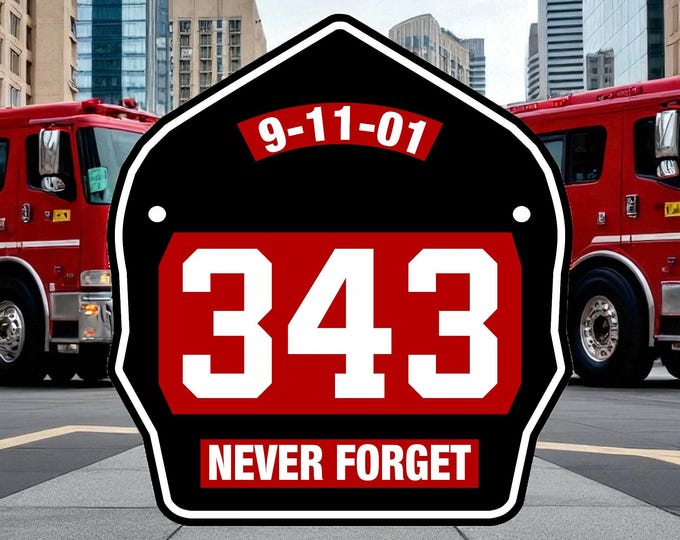 Firefighter Decal - Red Black 343 Powershield Memorial Decal