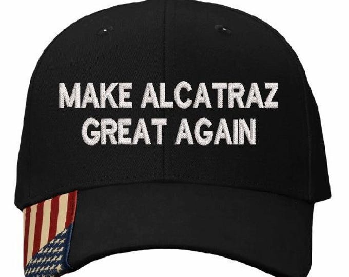 Make Alcatraz Great Again Hat TEXT Version Embroidered Adjustable BLACK Flag Hat