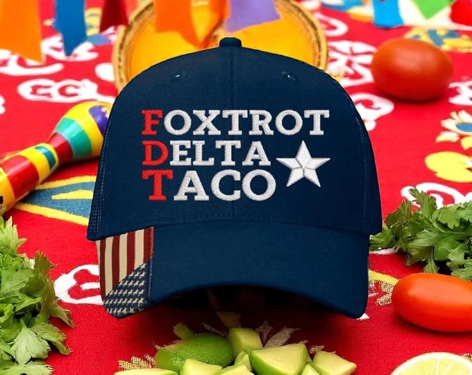 Foxtrot Delta TACO Hat, Navy F Donald Trump Baseball Cap, Adjustable Hat
