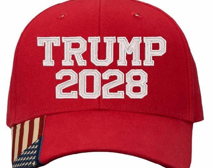 Trump 2028 Hat Embroidered Adjustable KATI or USA300 Hat with USA Brim Hat