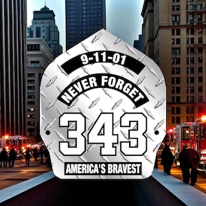 Firefighter Decal - Diamond Plate 343 Powershield Memorial Decal