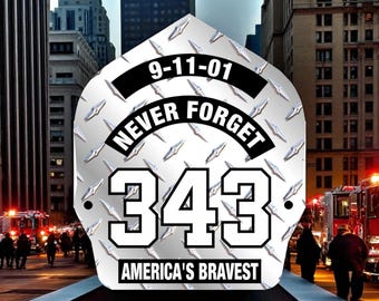 Firefighter Decal - Diamond Plate 343 Powershield Memorial Decal