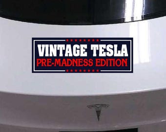 Vintage Tesla Car Magnet Or Bumper Sticker, Anti Elon Musk MAGA, Funny Auto Vehicle Decal, Progressive Liberal Feminist, Political Gag Gift