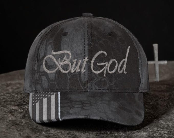 Christian Hats for Men Women BUT GOD Embroidered Hat with FREE 4" Cross Decal