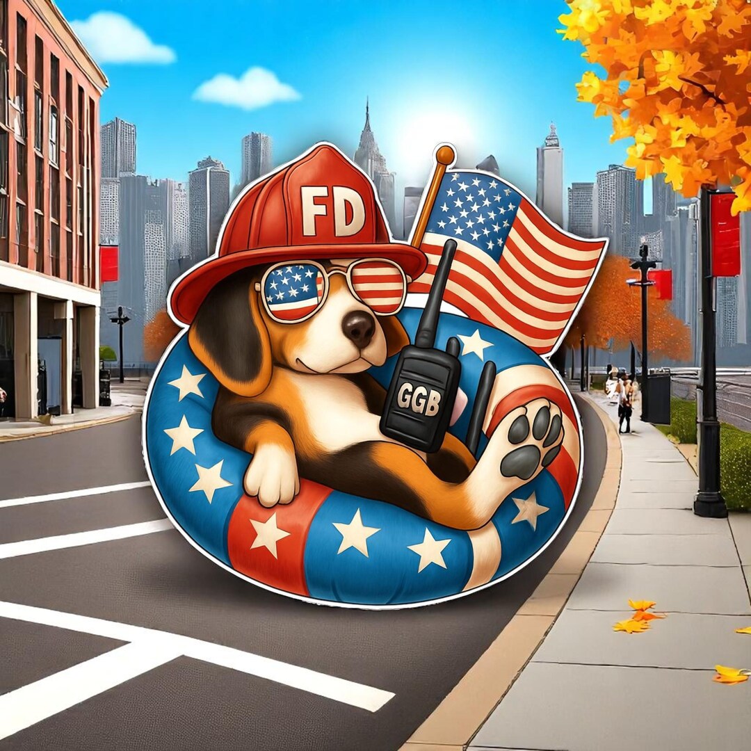 Firefighter Decal Sticker Firefighter Dog Beagle USA Firefighter ...