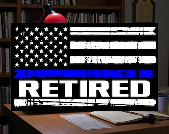 Thin Blue Line RETIRED Distressed Flag Window or Helmet Sticker - Police Law Enforcement
