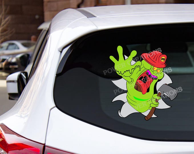Firefighter Stickers - Digital Vector Artwork "Slimer Firefighter" Design PNG, EPS, JPG Digital files for graphic printing, shirt printing