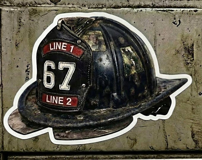Firefighter Helmet Custom Made Helmet or Window Decal - FULLY CUSTOMIZABLE TEXT (Not a Helmet, just the decal of it)