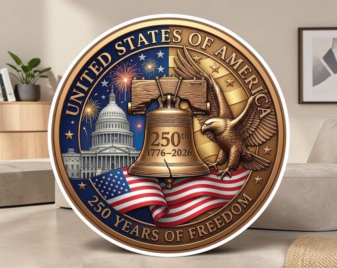 250th United States of America Anniversary Decal or Magnet: Patriot Sticker Decal Magnet 1776-2026