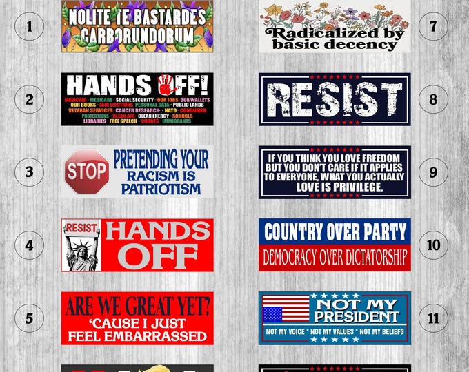 Anti-Trump Bumper Stickers or Car Magnets | RESIST |HAND off | Are We Great Yet
