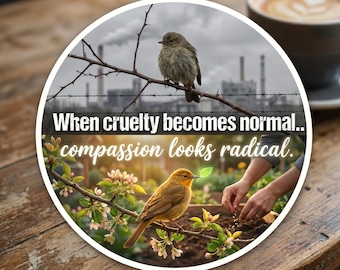 When cruelty becomes norma compassion looks radical sticker, Waterproof, Democrat liberal laptop water bottle decor, Political leftist quote