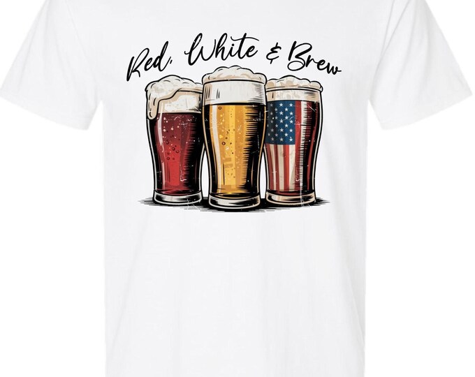 4th of July T-Shirt Independence Day Red White and BREW Short Sleeve Tshirt