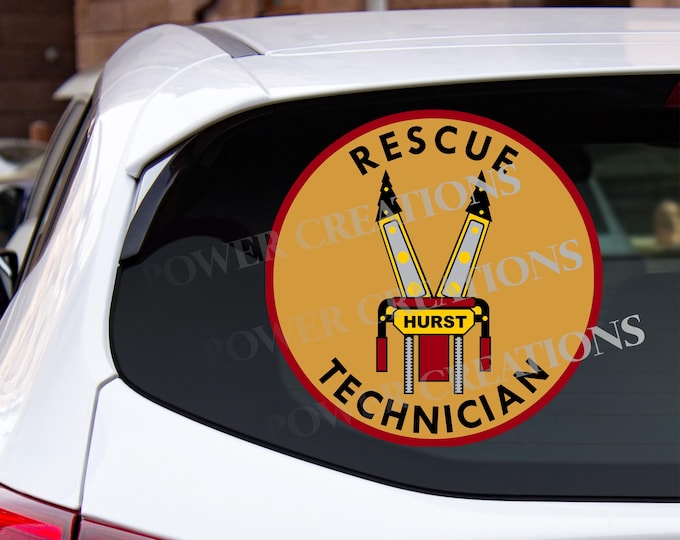 Firefighter Stickers - Digital Vector Artwork "Rescue Technician" Design PNG, EPS, JPG Digital files for graphic printing, shirts